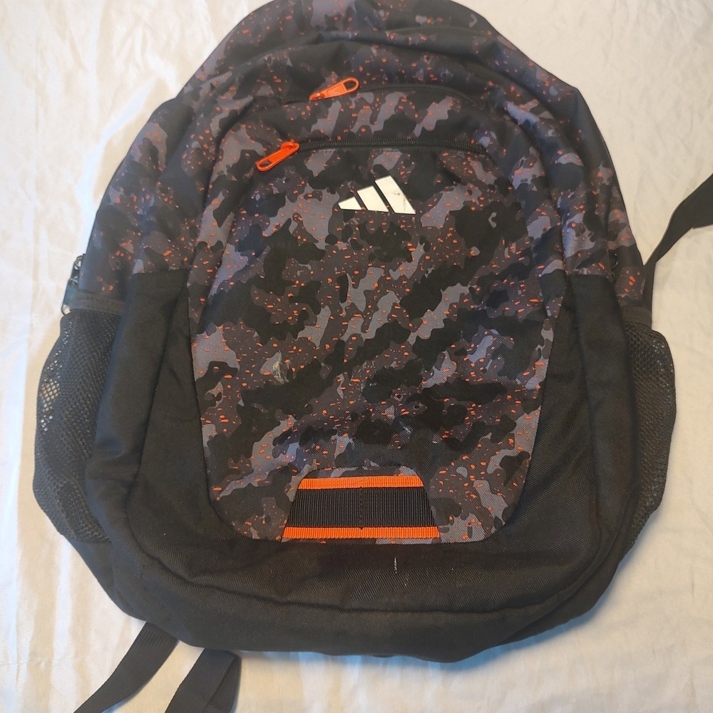 Adidas Backpack Kids One Size Black Orange Excellent Digital Camo Sporty Bag